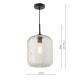 Dar-TAV0108 - Tavia - Black Pendant with Clear Crackle Glass