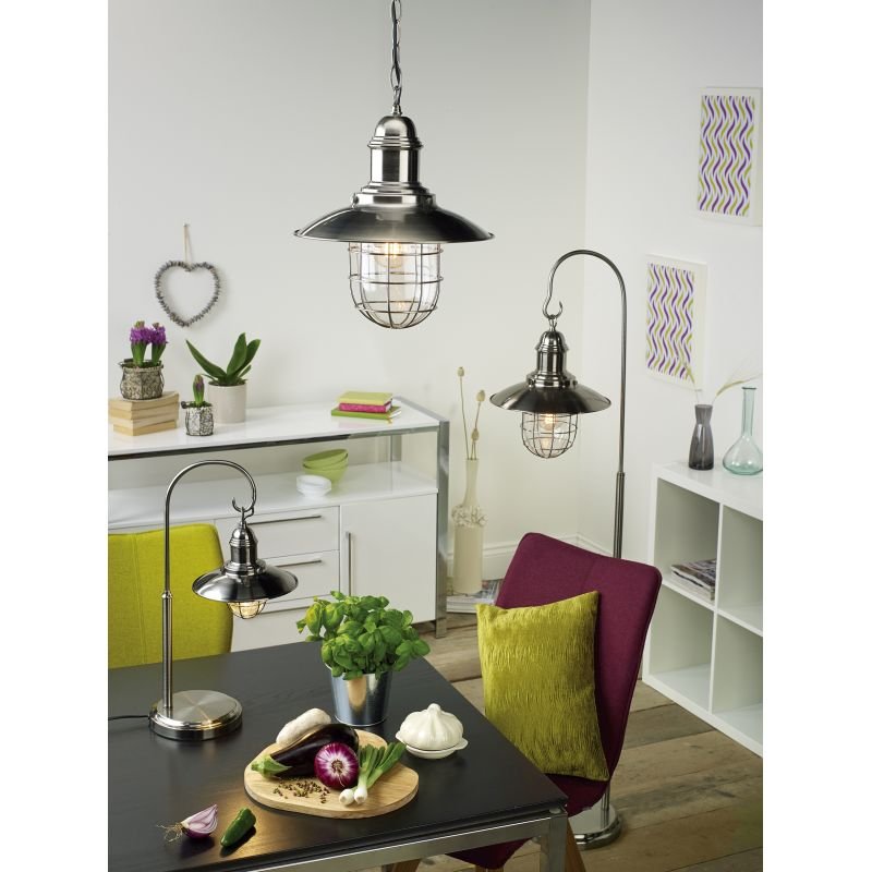 Table & Floor Lamp - Terrace - Antique Chrome Fishermans Floor Lamp Dar-TER4961 - Terrace - Antique Chrome Fishermans Floor Lamp