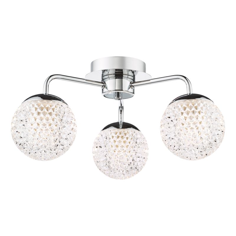 Dar-TEV5350 - Teva - Chrome 3 Light Semi Flush with Honeycomb Acrylic Shades IP44