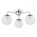 Teva - Chrome 3 Light Semi Flush with Honeycomb Acrylic Shades IP44 Teva - Chrome 3 Light Semi Flush with Honeycomb Acrylic Shades IP44
