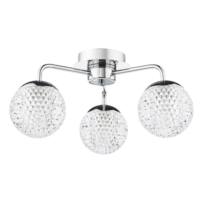 Dar-TEV5350 - Teva - Chrome 3 Light Semi Flush with Honeycomb Acrylic Shades IP44