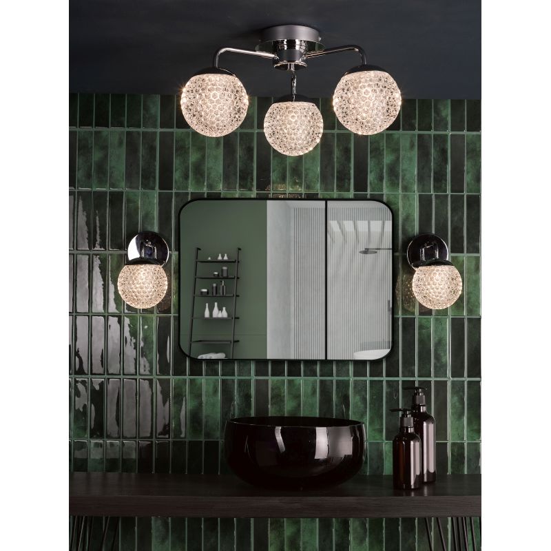 Dar-TEV5350 - Teva - Chrome 3 Light Semi Flush with Honeycomb Acrylic Shades IP44