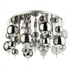 Thora - Chrome 5 Light Semi Flush with Clear & Smoked Glass Thora - Chrome 5 Light Semi Flush with Clear & Smoked Glass