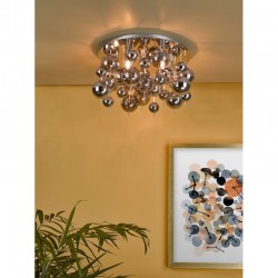 Thora - Chrome 5 Light Semi Flush with Clear & Smoked Glass Thora - Chrome 5 Light Semi Flush with Clear & Smoked Glass