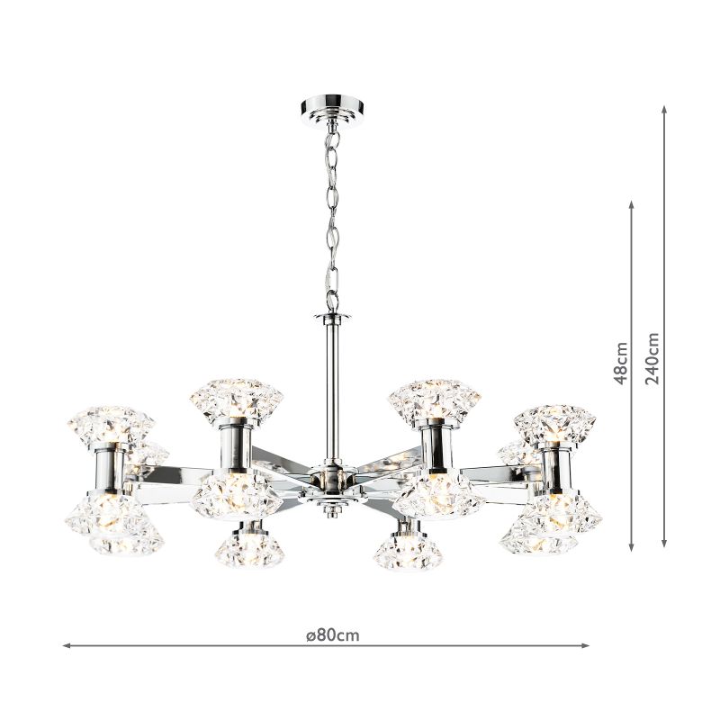 Dar-TIA1650 - Tiana - Chrome 16 Light Centre Fitting with Crystal