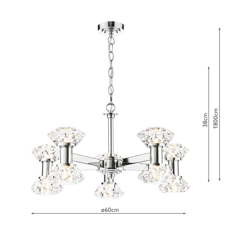 Dar-TIA2350 - Tiana - Chrome 10 Light Centre Fitting with Crystal