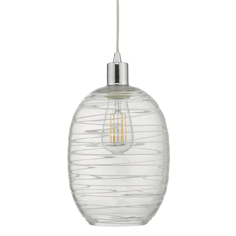 Accessories - Tizi - Clear Glass with White Details Shade for Hanging Pendant Dar-TIZ6508 - Tizi - Clear Glass with White Details Shade for Hanging Pendant
