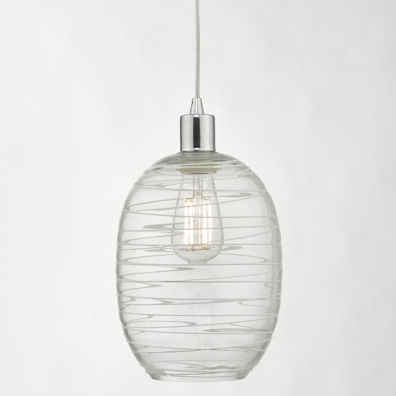 Accessories - Tizi - Clear Glass with White Details Shade for Hanging Pendant Dar-TIZ6508 - Tizi - Clear Glass with White Details Shade for Hanging Pendant
