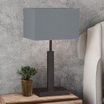Dunmore - Matt Black USB Table Lamp with Grey Shade