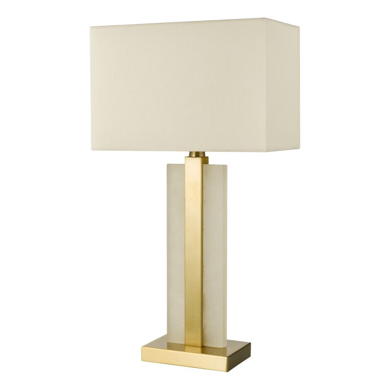 Dar-TOK4234 - Tokori - Alabaster & Brushed Gold Table Lamp with Ivory Shade