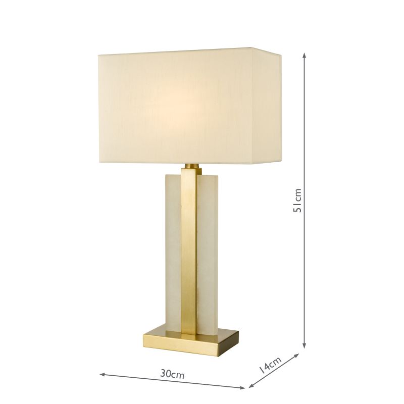 Dar-TOK4234 - Tokori - Alabaster & Brushed Gold Table Lamp with Ivory Shade
