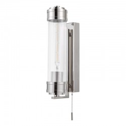 Tommaso - Polished Nickel Wall Lamp with Ribbed Glass IP44