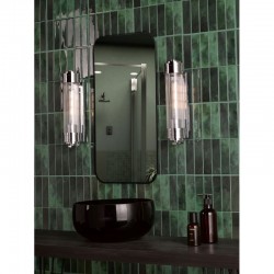 Tommaso - Polished Nickel Wall Lamp with Ribbed Glass IP44