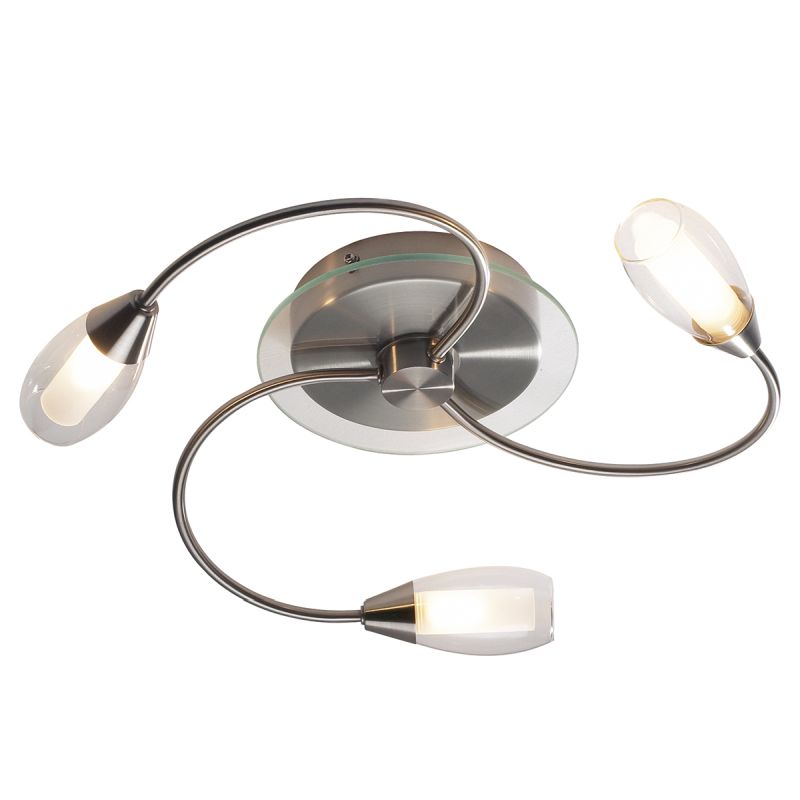 Ceiling Lights - Tugel - Double Glass Shade with Satin Chrome 3 Light Flush Dar-TUG5346 - Tugel - Double Glass Shade with Satin Chrome 3 Light Flush