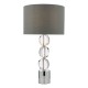 Table & Floor Lamp - Tuke - Grey Cotton & Crystal with Chrome Touch Table Lamp Dar-TUK4208 - Tuke - Grey Cotton & Crystal with Chrome Touch Table Lamp