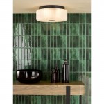 Twyman - Satin Black Flush with Frosted Ribbed Glass IP44