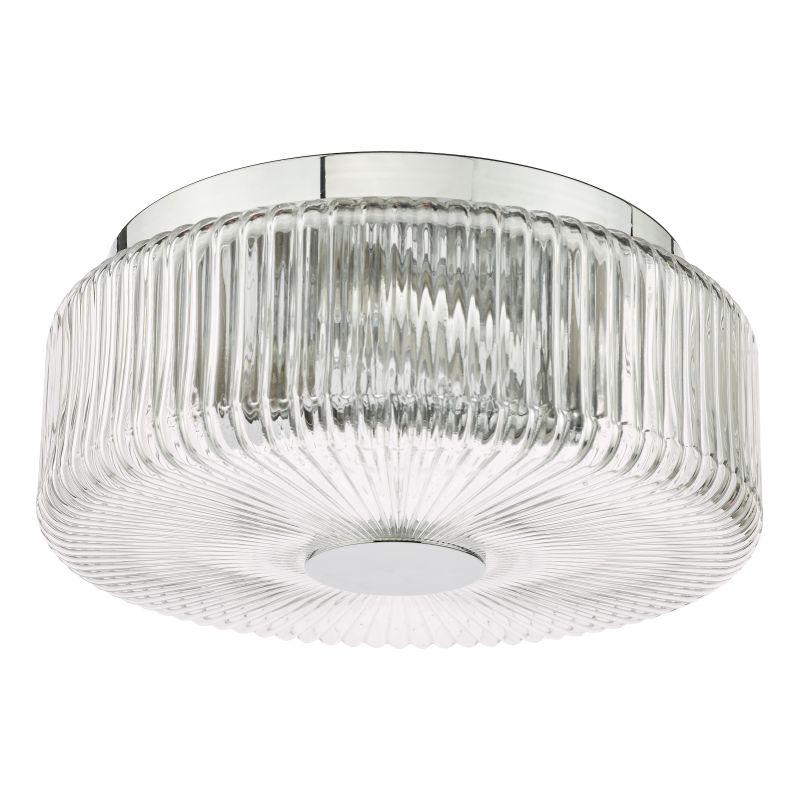 Dar-TWY5250 - Twyman - Polished Chrome Flush with Clear Ribbed Glass IP44