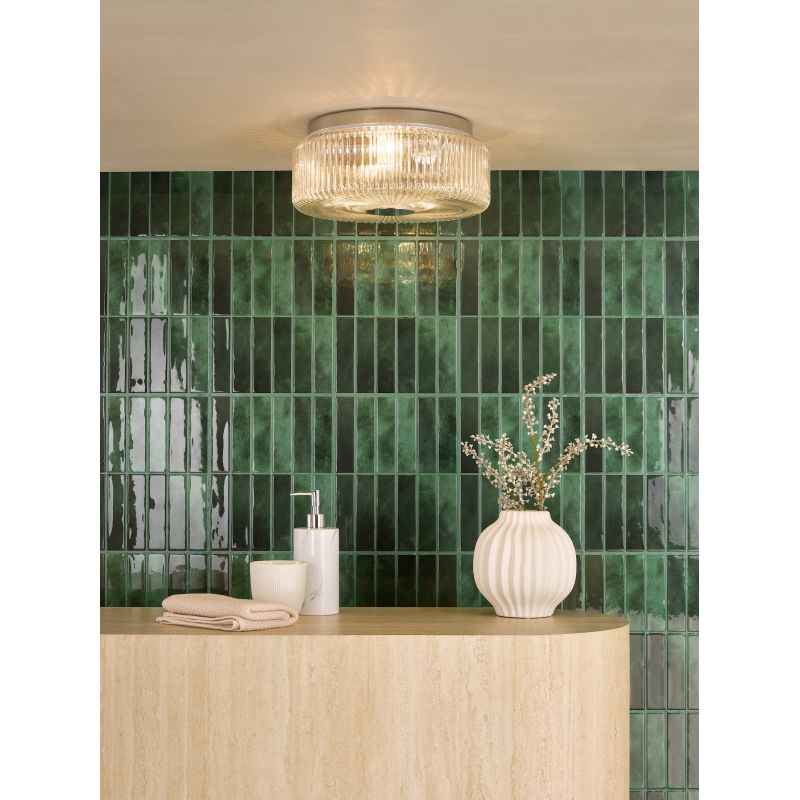 Dar-TWY5250 - Twyman - Polished Chrome Flush with Clear Ribbed Glass IP44