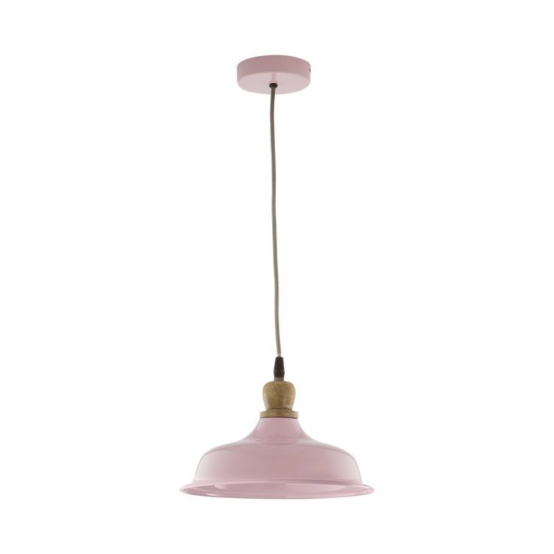 Ceiling Lights - Tygo - Handmade Pink with Wood Hanging Pendant Dar-TYG0103 - Tygo - Handmade Pink with Wood Hanging Pendant
