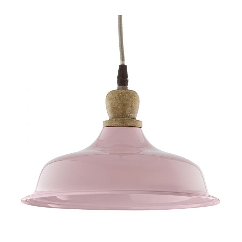 Ceiling Lights - Tygo - Handmade Pink with Wood Hanging Pendant Dar-TYG0103 - Tygo - Handmade Pink with Wood Hanging Pendant