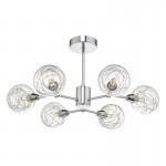 Tyka - Polished Chrome 6 Light Semi-Flush with Aluminium Wire Glass