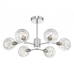 Tyka - Polished Chrome 6 Light Semi-Flush with Aluminium Wire Glass Tyka - Polished Chrome 6 Light Semi-Flush with Aluminium Wire Glass