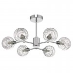 Tyka - Polished Chrome 6 Light Semi-Flush with Aluminium Wire Glass