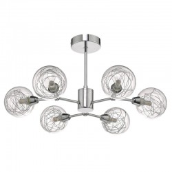 Tyka - Polished Chrome 6 Light Semi-Flush with Aluminium Wire Glass Tyka - Polished Chrome 6 Light Semi-Flush with Aluminium Wire Glass