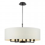 Tyler - Black 6 Light Centre Fitting with White Linen Shade