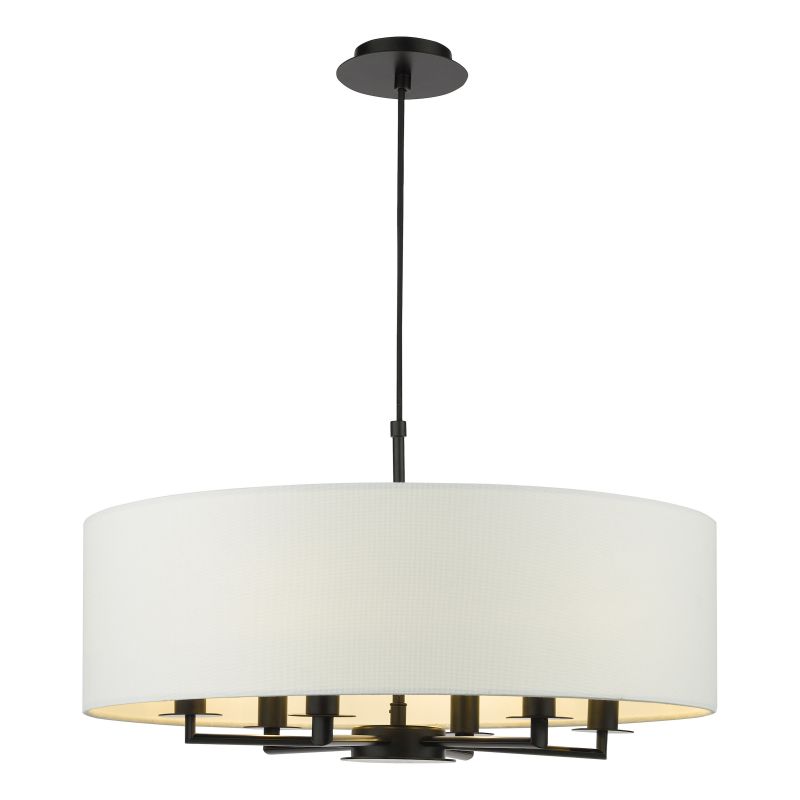 Dar-TYL6422 - Tyler - Black 6 Light Centre Fitting with White Linen Shade