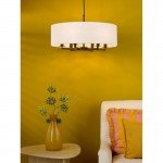 Tyler - Black 6 Light Centre Fitting with White Linen Shade