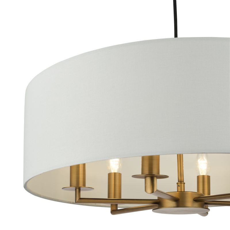 Dar-TYL6463 - Tyler - Bronze 6 Light Centre Fitting with White Linen Shade
