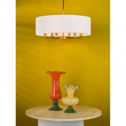 Tyler - Bronze 6 Light Centre Fitting with White Linen Shade