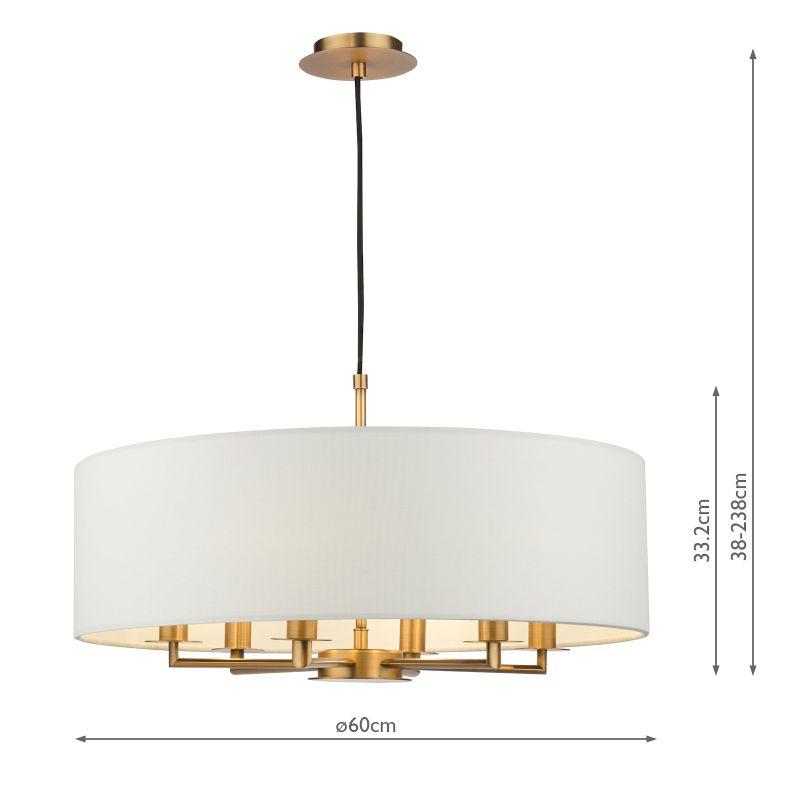 Dar-TYL6463 - Tyler - Bronze 6 Light Centre Fitting with White Linen Shade