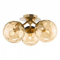 Ulrika - Antique Brass 3 Light Flush with Dimpled Amber Glass Ulrika - Antique Brass 3 Light Flush with Dimpled Amber Glass