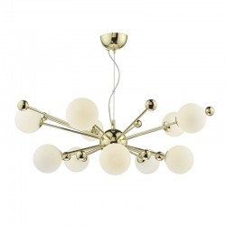 Ursa - Gold With Opal Globe Glass 10 Light Centre Fitting Ursa - Gold With Opal Globe Glass 10 Light Centre Fitting