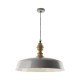 Ceiling Lights - Vadna - Handmade Large Grey with Wood Hanging Pendant Dar-VAD0139 - Vadna - Handmade Large Grey with Wood Hanging Pendant