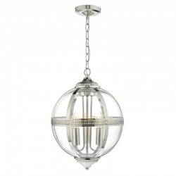 Vanessa - Polished Nickel 3 Light Pendant with Clear Glass Globe Vanessa - Polished Nickel 3 Light Pendant with Clear Glass Globe