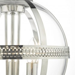 Vanessa - Polished Nickel 3 Light Pendant with Clear Glass Globe Vanessa - Polished Nickel 3 Light Pendant with Clear Glass Globe