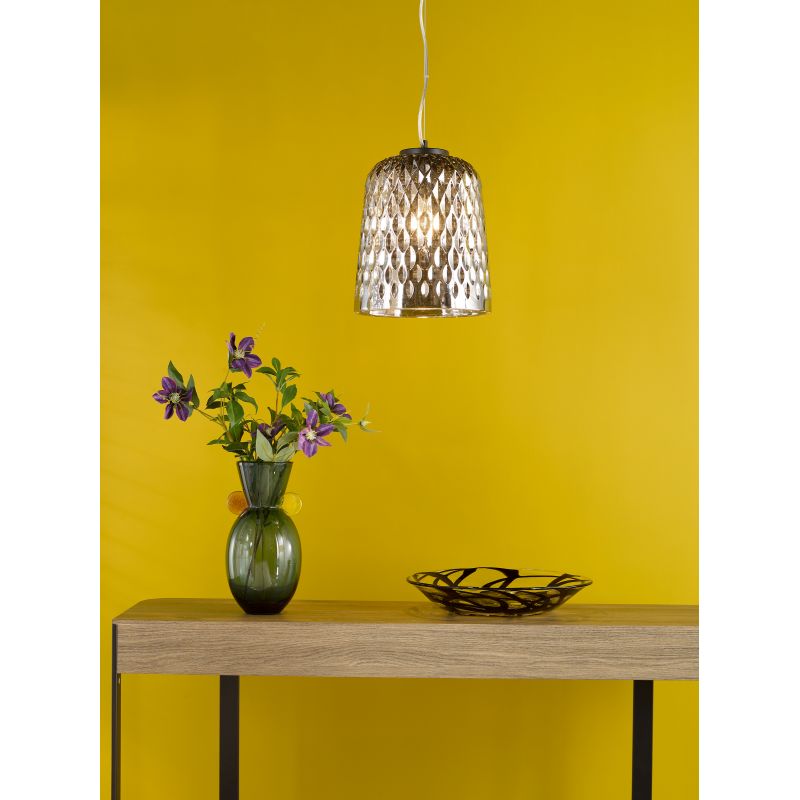 Dar-VAR0110 - Varius - Black Pendant with Decorative Smoked Glass