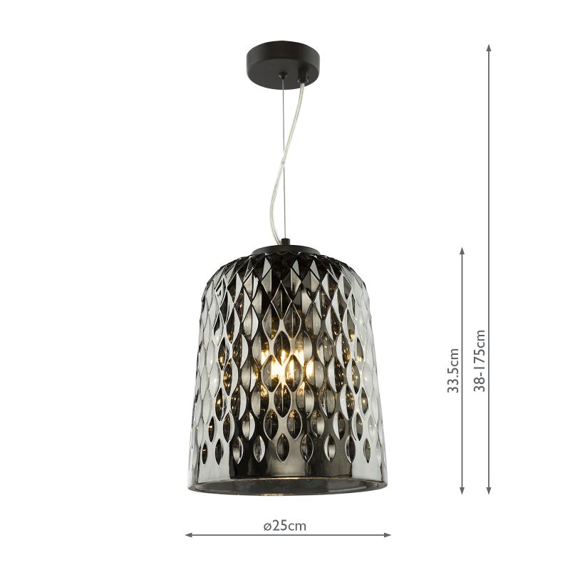 Dar-VAR0110 - Varius - Black Pendant with Decorative Smoked Glass