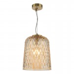 Varius - Natural Brass Pendant with Decorative Amber Glass