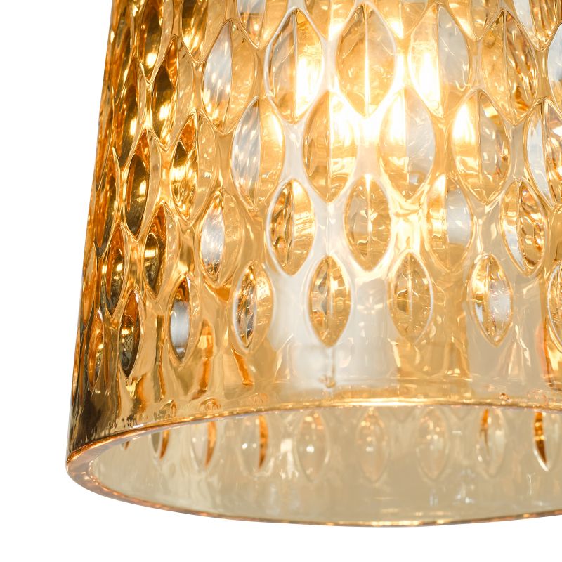 Dar-VAR0120 - Varius - Natural Brass Pendant with Decorative Amber Glass