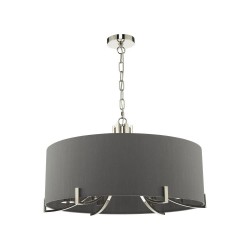 Veyron - Polished Nickel 6 Light Pendant with Grey Shade