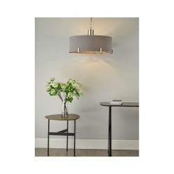 Veyron - Polished Nickel 6 Light Pendant with Grey Shade