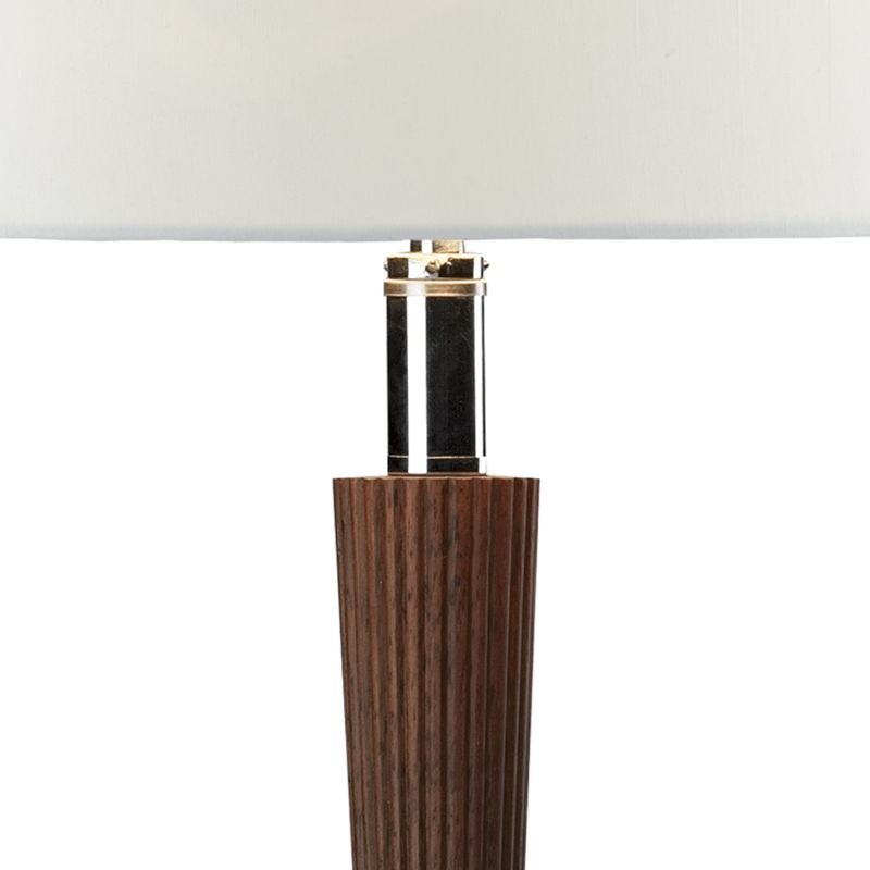 Table & Floor Lamp - Viking - Polished Chrome & Dark Wood with Shade Table Lamp Dar-VIK4081 - Viking - Polished Chrome & Dark Wood with Shade Table Lamp