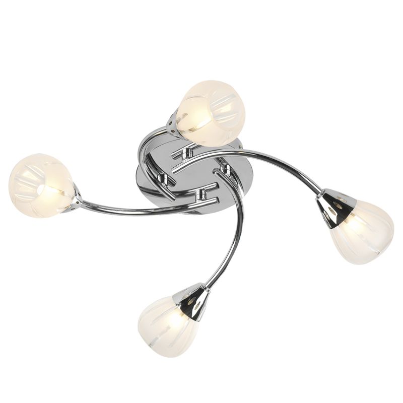 Ceiling Lights - Villa -Frosted Glass with Polished Chrom 4 Light Centre Fitting Dar-VIL0450 - Villa -Frosted Glass with Polished Chrom 4 Light Centre Fitting