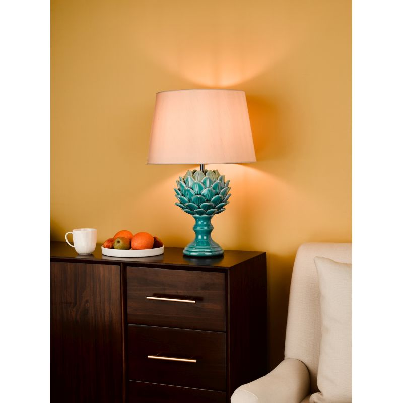 Dar-VIO4223-CEZ162 - Violetta - Turquoise Ceramic Table Lamp with White Shade