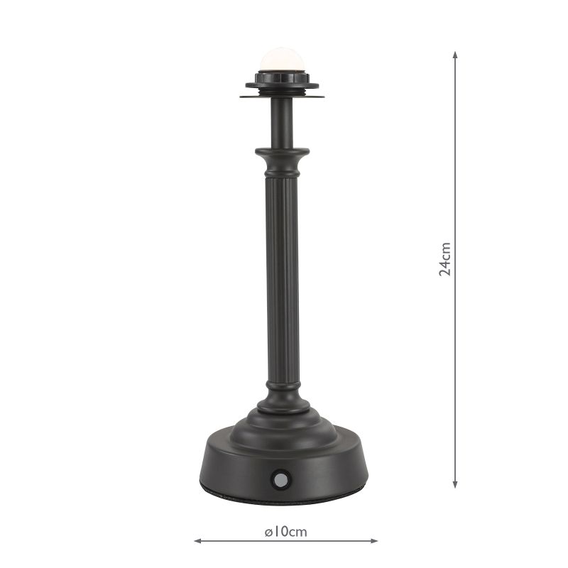 Dar-VIR4222 - Virgil - Base Only - Rechargeable Matt Black Table Lamp