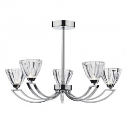 Vito - Crystal Glass with Polish Chrome 5 Light Centre Fitting
